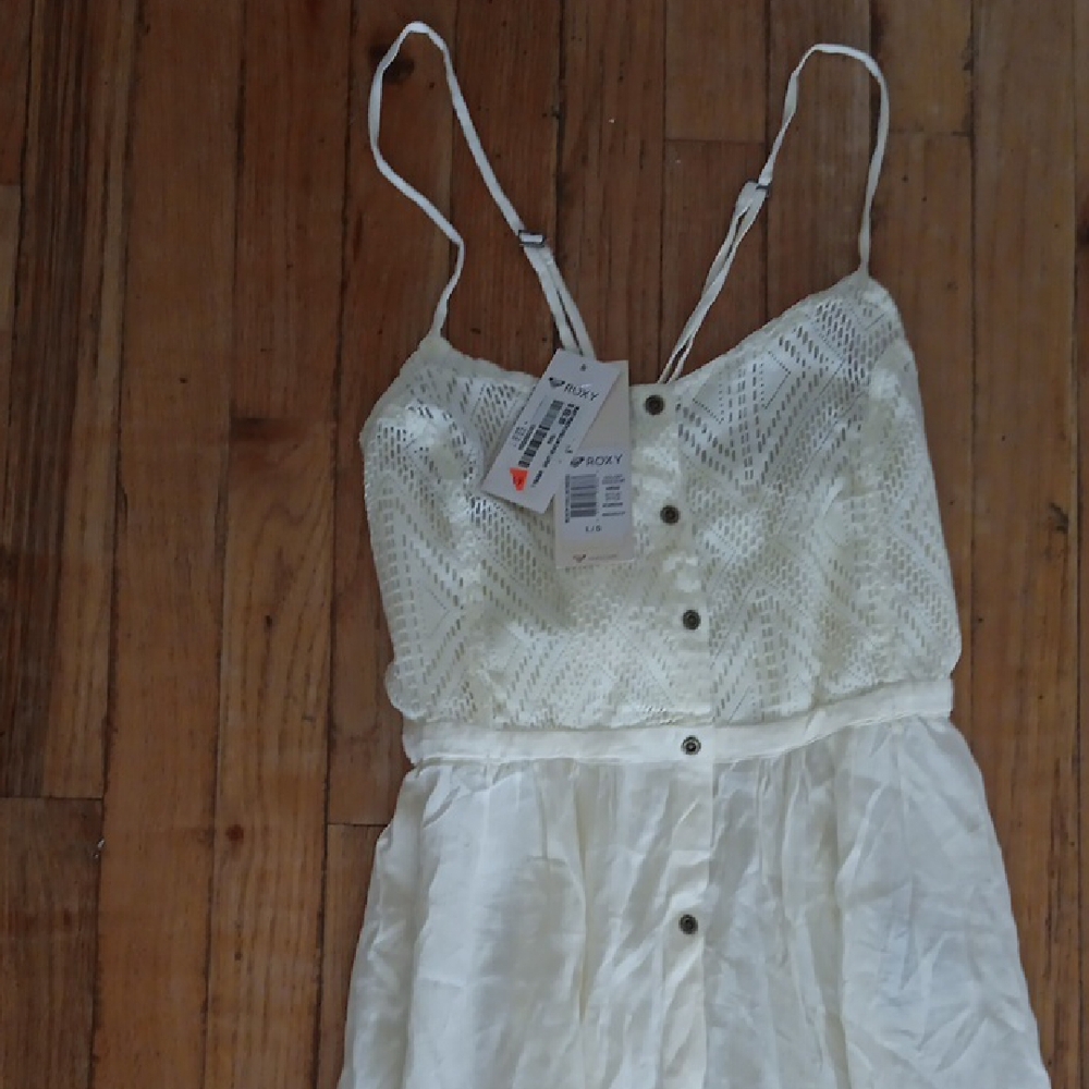 Roxy Cream Lace Button-Up Dress